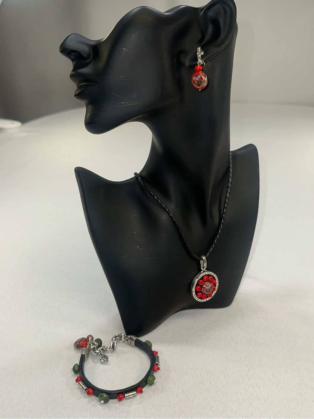 Brighton Pagoda 3 Pc Set Retired Necklace Bracelet Earrings Oriental Asian